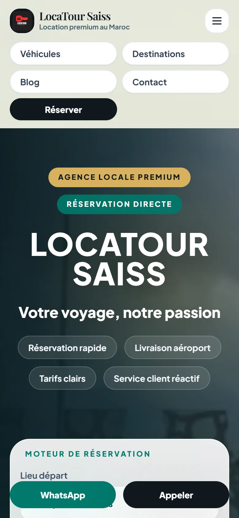 Page d'accueil du site LocaTour Saiss